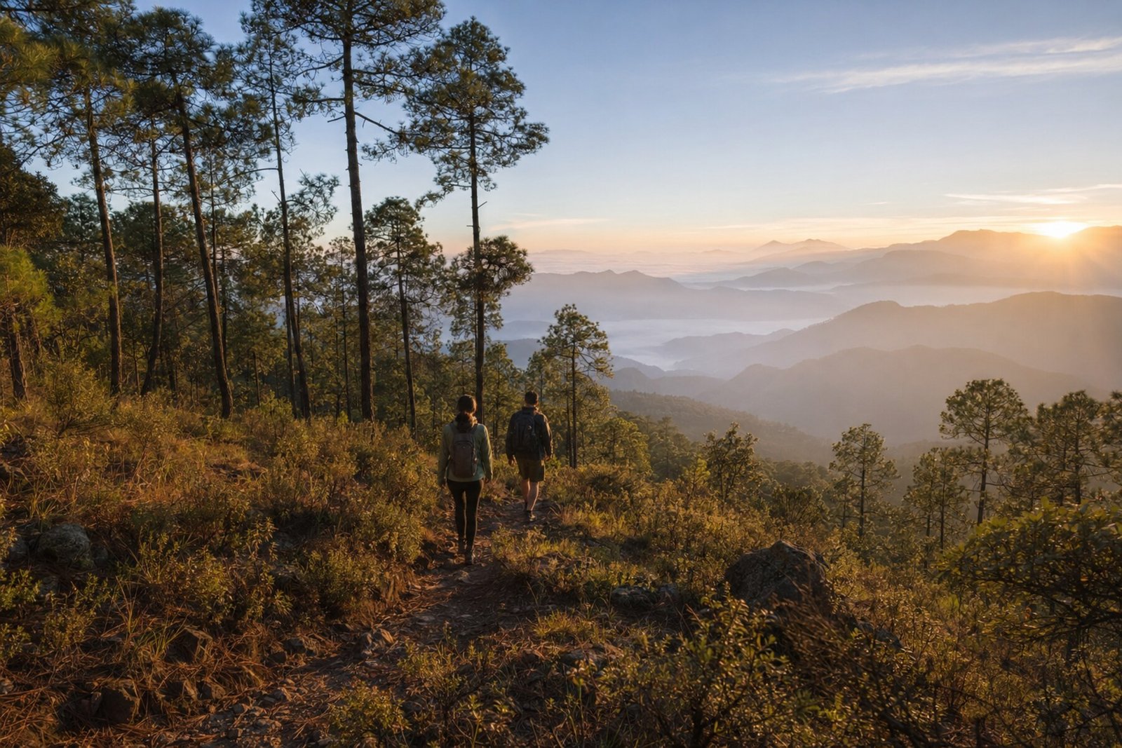 Sendero de montaña al amanecer